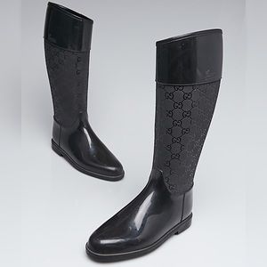 Sale❣️Gucci GG Print Black Rain Boots size 39